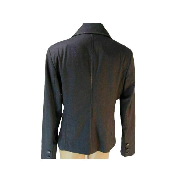 Maeva Italia Charcoal Black Blazer US 12 IT 48 New Tags Lined Stretch Topstitch - Picture 7 of 12